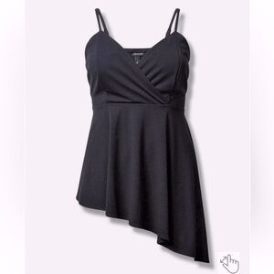 NWOT Torrid Black Knit Surplice Asymmetrical Peplum Cami Top (Size 00 or Medium)